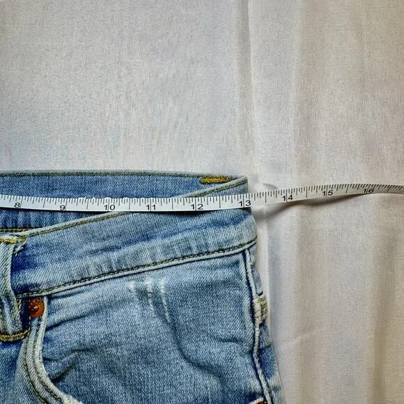 Purple Distressed Denim Shorts Light Wash Women's 29 Button Fly Y2K Streetwear - Picture 15 of 15